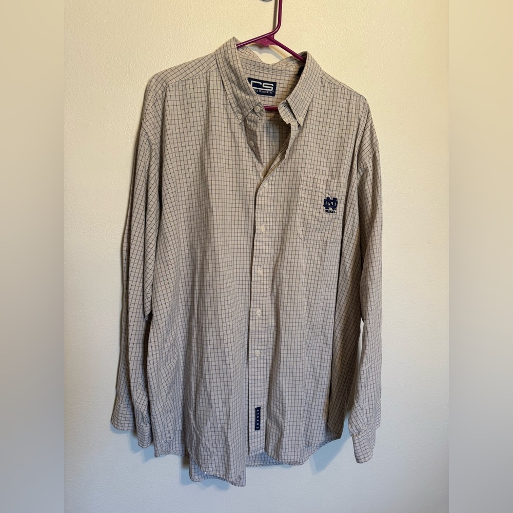 Vintage Crable Sportswear Men’s Plaid Notre Dame Button Up Shirt Size XXL